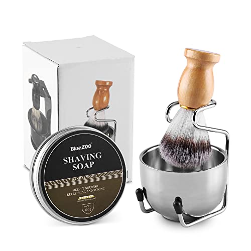 CCbeauty Men Shaving Brush Set, 4 in 1, Soft Smooth & Silky Shaving Cream 3.5...