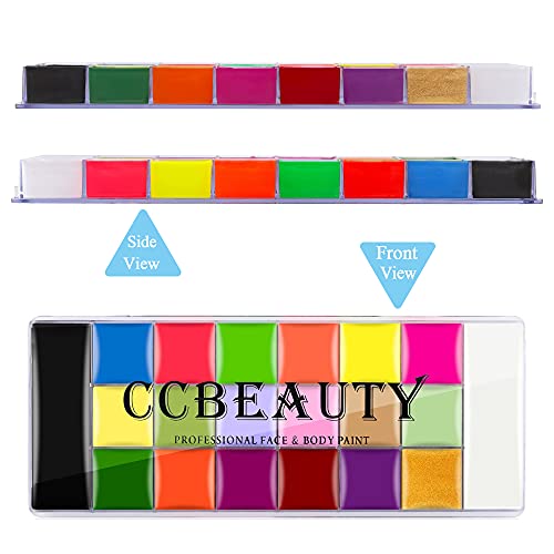 CCbeauty Professional Face Body Paint 20 Colors(14 Regular and 6 Glow Color) ...