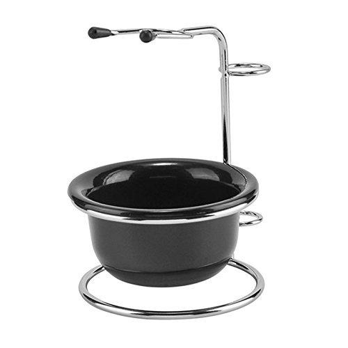 CCbeauty Shaving Stand and Bowl Set Stainless Steel Razor Brush Holder Shavin...