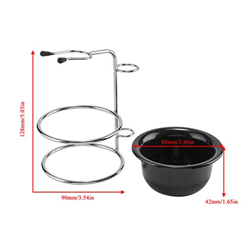 CCbeauty Shaving Stand and Bowl Set Stainless Steel Razor Brush Holder Shavin...