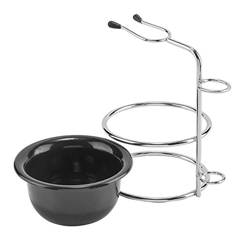 CCbeauty Shaving Stand and Bowl Set Stainless Steel Razor Brush Holder Shavin...
