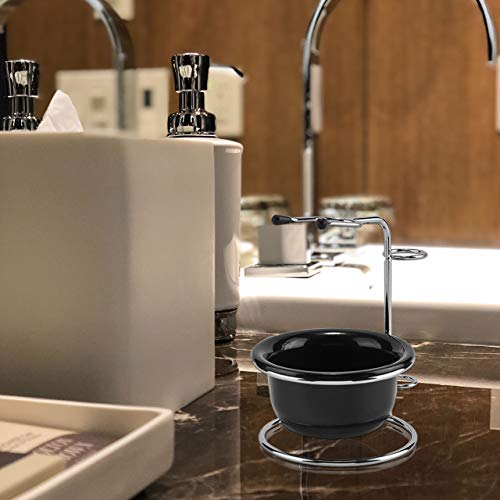 CCbeauty Shaving Stand and Bowl Set Stainless Steel Razor Brush Holder Shavin...