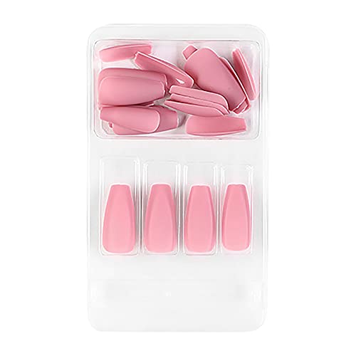 Fake Matte Nails Tips, Full Cover False Nail with Glue, Press On Nail Long Ma...
