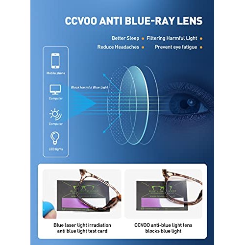 CCVOO 5 Pack Reading Glasses Blue Light Blocking, Filter UV Ray/Glare Compute...