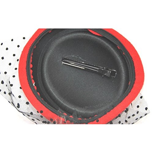 Miniature Pill Box Pillbox Hat Fascinator - Multiple Color Options (Red)