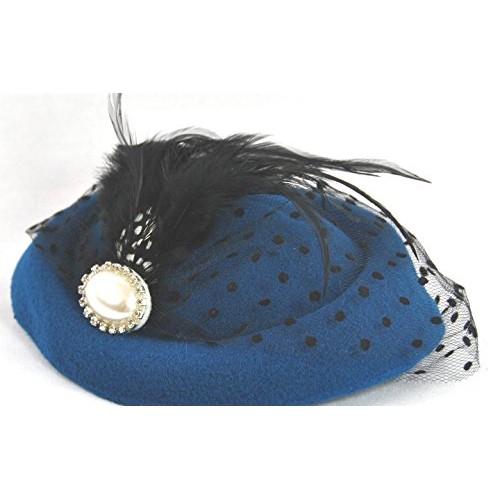 Miniature Pill Box Pillbox Hat Fascinator - Multiple Color Options (Royal Blue)