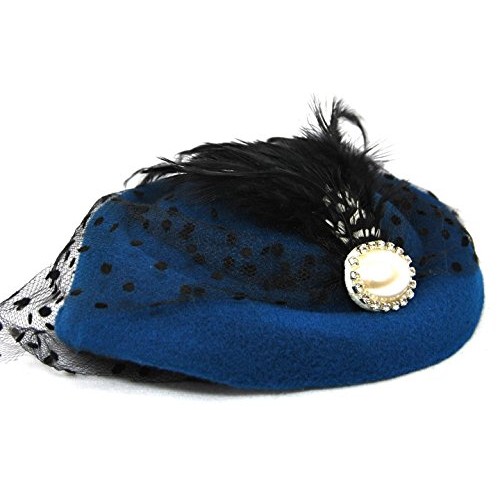 Miniature Pill Box Pillbox Hat Fascinator - Multiple Color Options (Royal Blue)
