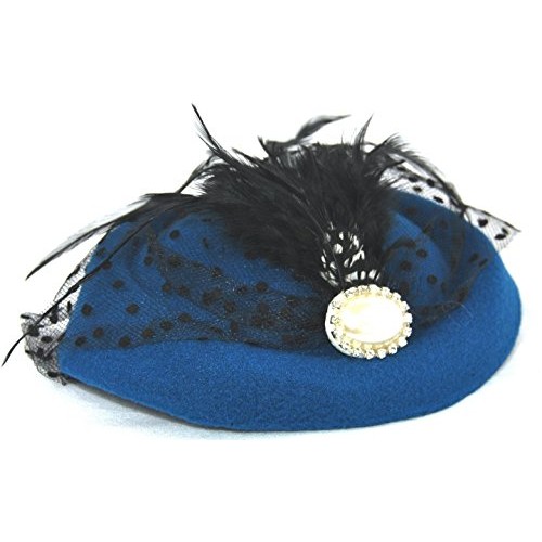 Miniature Pill Box Pillbox Hat Fascinator - Multiple Color Options (Royal Blue)