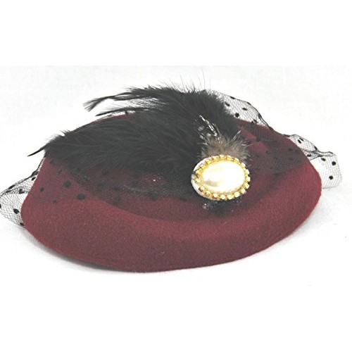 Miniature Pill Box Pillbox Hat Fascinator - Wine