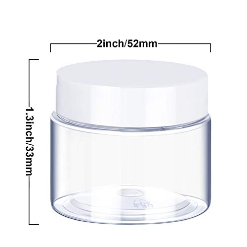 6 Pack 1 oz Plastic Pot Jars Round Clear Leak Proof Plastic Cosmetic Containe...