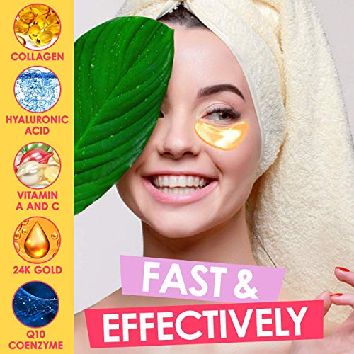 Cedlize Under Eye Collagen Patches, 24K GOLD ANTI-AGING MASK, Pads For Puffy ...