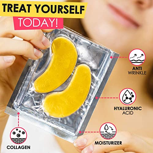 Cedlize Under Eye Collagen Patches, 24K GOLD ANTI-AGING MASK, Pads For Puffy ...