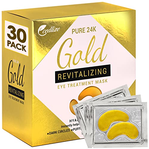 Cedlize Under Eye Collagen Patches, 24K GOLD ANTI-AGING MASK, Pads For Puffy ...