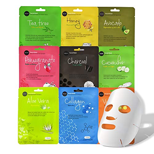 Celavi Essence Facial Face Mask Paper Sheet Korea Skin Care Moisturizing 9 Pa...
