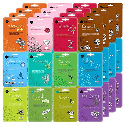 Celavi Face Mask Set Korean Beauty Essence Facial Paper Sheet Mask Korea Skin...
