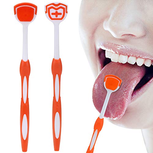 2 Pack Tongue Scraper, Tongue Cleaner Brush for Adults Tongue Scrubber for Be...