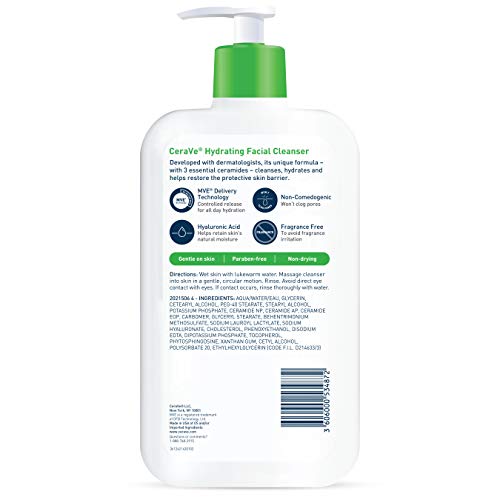 CeraVe Hydrating Facial Cleanser | Moisturizing Non-Foaming Face Wash with Hy...