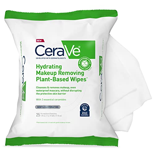 CeraVe Hydrating Facial Cleansing Makeup Remover Wipes| Plant Based Face Wipe...