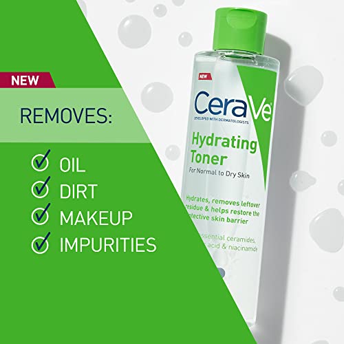 CeraVe Hydrating Toner for Face Non-Alcoholic with Hyaluronic Acid, Niacinami...