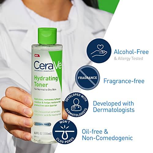 CeraVe Hydrating Toner for Face Non-Alcoholic with Hyaluronic Acid, Niacinami...
