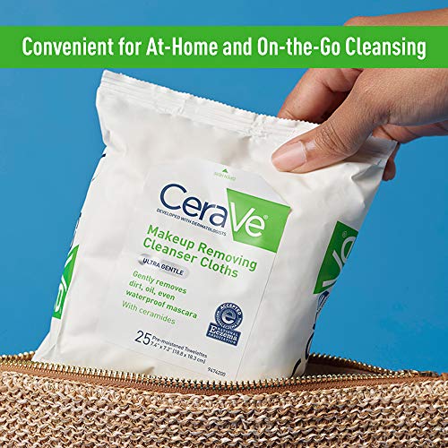 CeraVe Makeup Removing Cleanser Cloths | Makeup Wipes to Remove Dirt, Oil, & ...