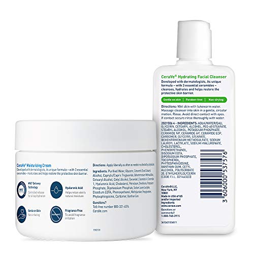 CeraVe Moisturizing Cream and Hydrating Face Wash Trial Combo | 12oz Cream + ...