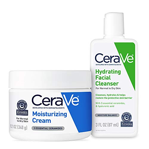 CeraVe Moisturizing Cream and Hydrating Face Wash Trial Combo | 12oz Cream + ...