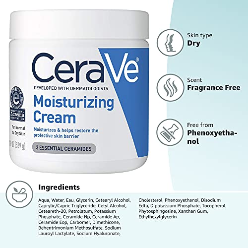 CeraVe Moisturizing Cream | Body and Face Moisturizer for Dry Skin | Body Cre...