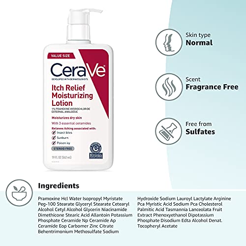 CeraVe Moisturizing Lotion for Itch Relief | Anti Itch Lotion with Pramoxine ...