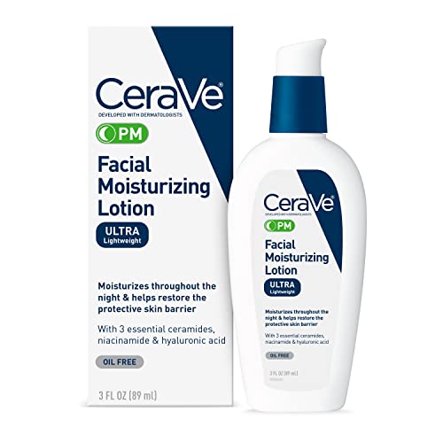 CeraVe PM Facial Moisturizing Lotion | Night Cream with Hyaluronic Acid and N...
