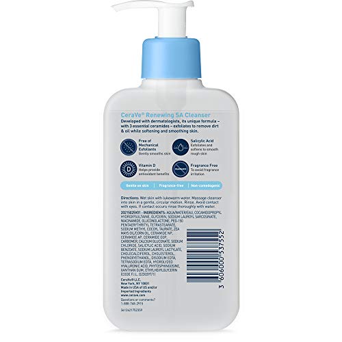 CeraVe SA Cleanser | Salicylic Acid Face Wash with Hyaluronic Acid, Niacinami...