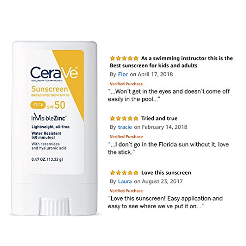 CeraVe Sunscreen Stick SPF 50 | 0.47 Ounce | Mineral Sunscreen for Kids & Adu...
