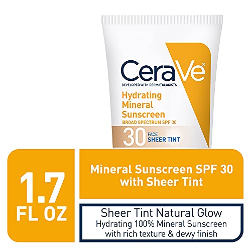 CeraVe Tinted Sunscreen with SPF 30 | Hydrating Mineral Sunscreen With Zinc O...