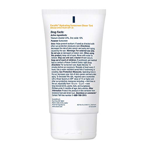 CeraVe Tinted Sunscreen with SPF 30 | Hydrating Mineral Sunscreen With Zinc O...