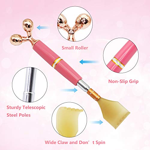 CERRXIAN Face Massager Roller & Extendable Back Scratcher 2 in 1 Combo for Sp...