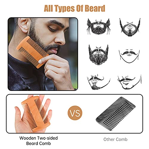 CestoMen 3PCS Wooden Beard Comb, Skull Head Shaving Brush Set for Men, Badger...