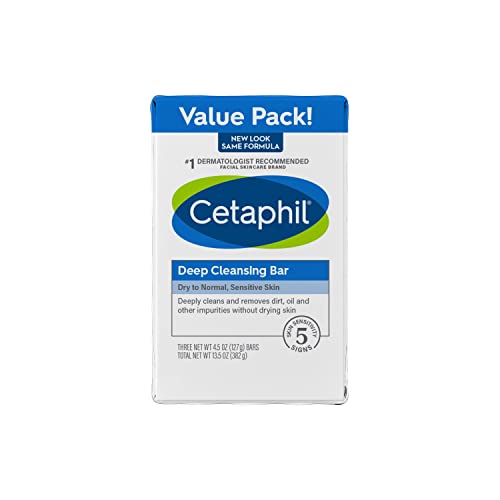 Cetaphil Bar Soap, Deep Cleansing Face and Body Bar, Pack of 3, For Dry to No...