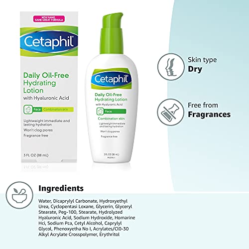 CETAPHIL Daily Hydrating Lotion for Face | With Hyaluronic Acid | 3 fl oz | L...