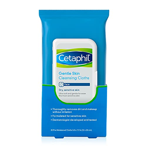 Cetaphil Face and Body Wipes, Gentle Skin Cleansing Cloths, 50 Count, Twin Pa...