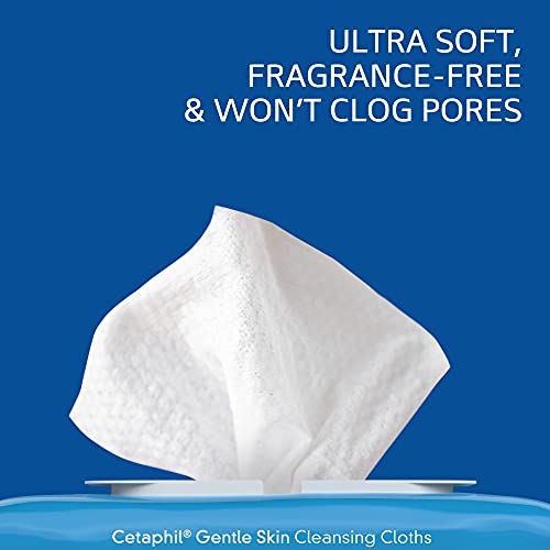 Cetaphil Face and Body Wipes, Gentle Skin Cleansing Cloths, 50 Count, Twin Pa...