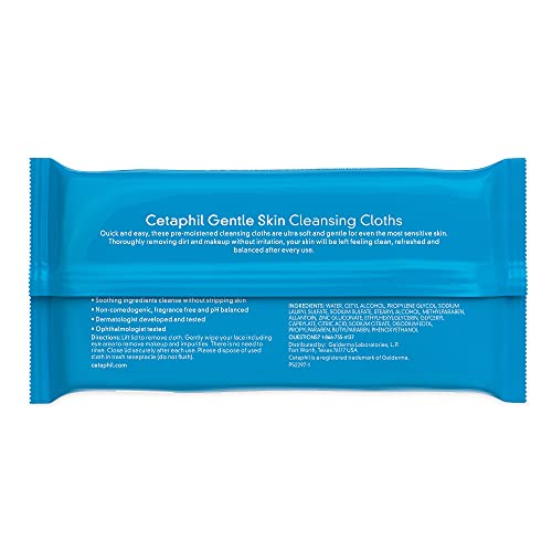 Cetaphil Face and Body Wipes, Gentle Skin Cleansing Cloths, 50 Count, Twin Pa...