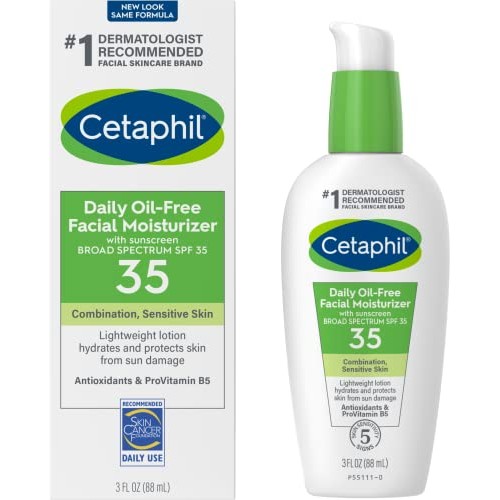 Cetaphil Face Moisturizer, Daily Oil Free Facial Moisturizer with SPF 35, For...