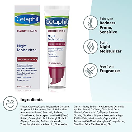 CETAPHIL Night Cream, Redness Relieving Night Moisturizer for Face | 1.7 fl o...