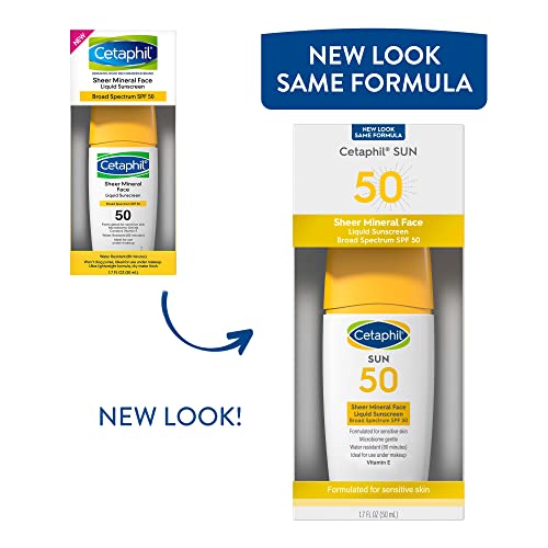 Cetaphil Sheer 100% Mineral Liquid Sunscreen for Face With Zinc Oxide Broad S...