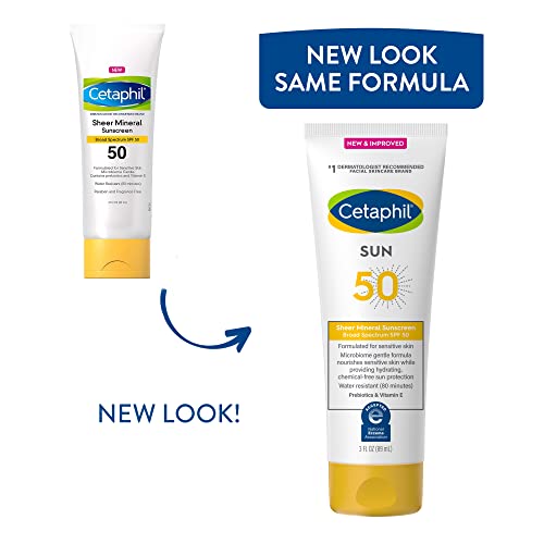 CETAPHIL Sheer Mineral Sunscreen Lotion for Face & Body | 3 fl oz | 100% Mine...