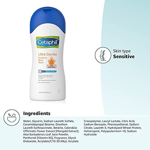 Cetaphil Ultra Gentle Refreshing Body Wash, For Dry to Normal, Sensitive Skin...