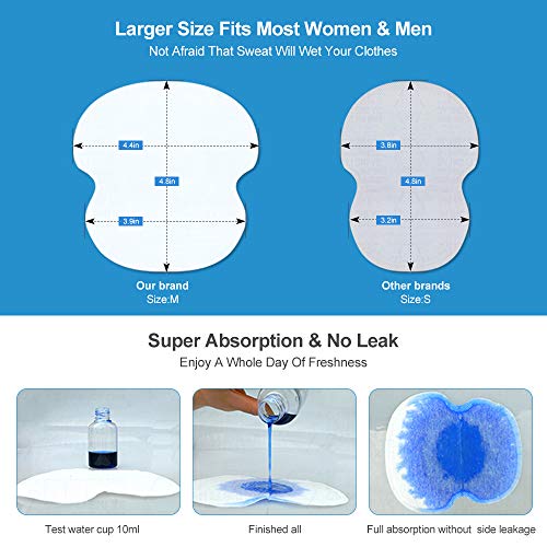 Large Underarm Sweat Pads, Armpit Sweat Pads for Women and Men 【100 Packs】,...