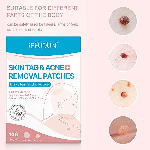 Skin Tag Remover Patches 108 PCS, Acne Tag Mole Remover Patch Natural Safe Ef...