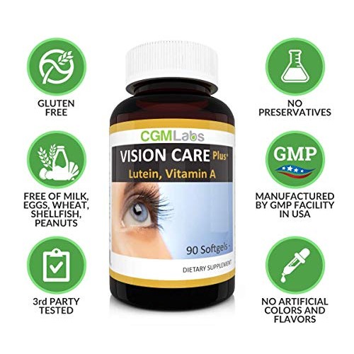 CGM-Labs Vision Care, Lutein 40mg, Zeaxanthin, Vitamin A, Bilberry Extract, 9...