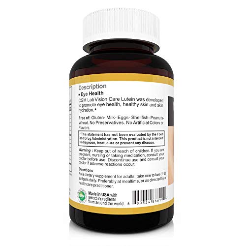 CGM-Labs Vision Care, Lutein 40mg, Zeaxanthin, Vitamin A, Bilberry Extract, 9...